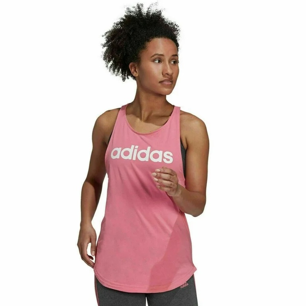 Adidas Pink Sleeveless Tank Top with White Logo